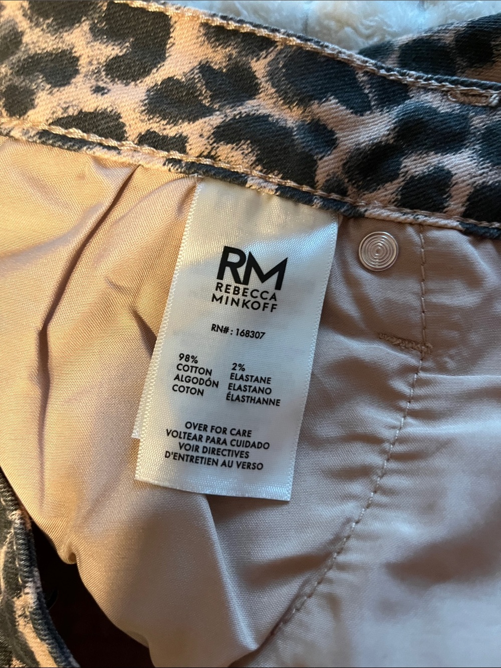 Rebecca Minkoff Leopard Print High Rise Wide-Leg Jeans Beige/Black NWT 12 - Picture 8 of 11